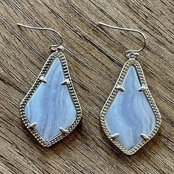 Kendra Scott Jewelry - Kendra Scott Alex Silver Drop Earrings in Blue Lace Agate